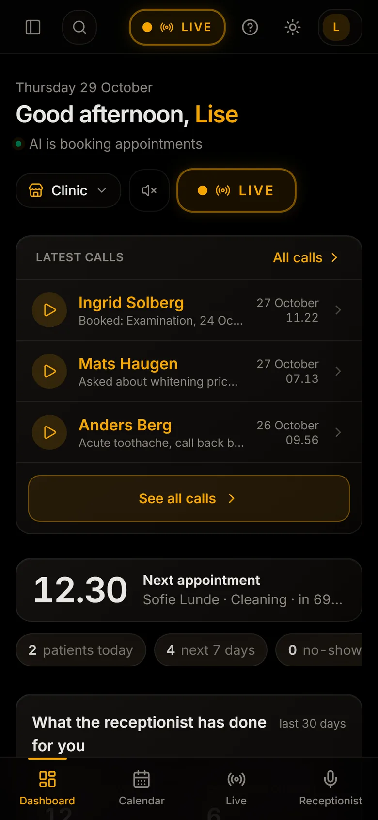 Latest calls on top